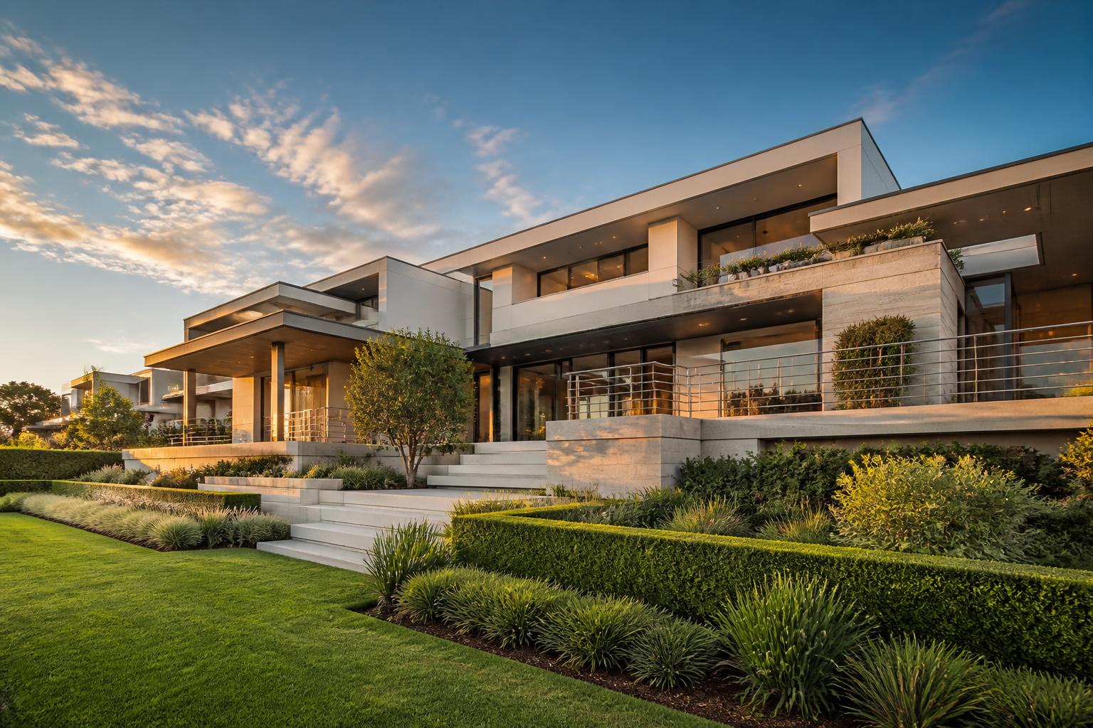 Beautiful modern Johannesburg home in golden hour light in Northcliff or Sandton style